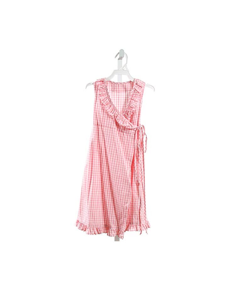 RED BEANS  PINK  GINGHAM  DRESS WITH RUFFLE