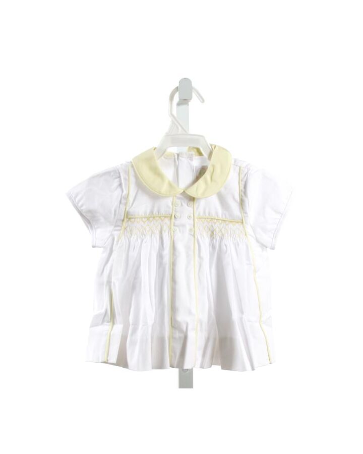 RED BEANS  PALE YELLOW  SMOCKED CLOTH SS SHIRT