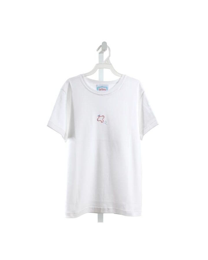 RED BEANS  WHITE  EMBROIDERED KNIT SS SHIRT