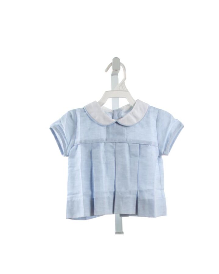 ALICE KATHLEEN  LT BLUE  MICROCHECK SMOCKED CLOTH SS SHIRT