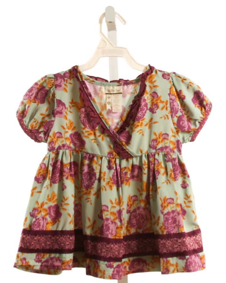 MATILDA JANE  PURPLE  FLORAL  SHIRT-SS WITH RUFFLE
