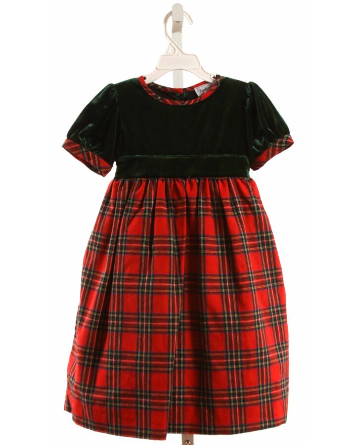 SMOCKINGBIRD  RED VELVET PLAID  PARTY DRESS