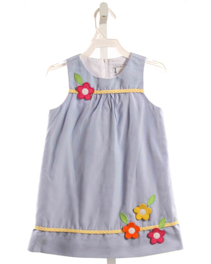 FLORENCE EISEMAN  BLUE  STRIPED APPLIQUED DRESS