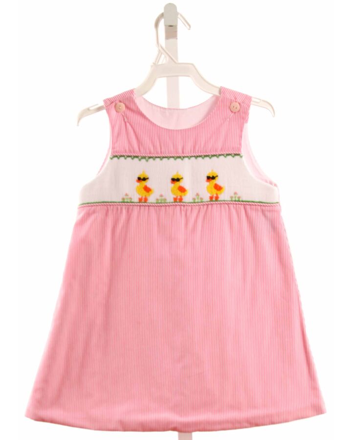 REMEMBER NGUYEN  HOT PINK  STRIPED SMOCKED DRESS