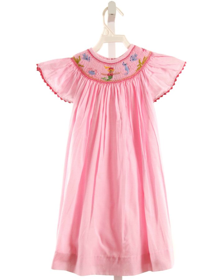 ROYAL CHILD  LT PINK  GINGHAM SMOCKED DRESS WITH RIC RAC