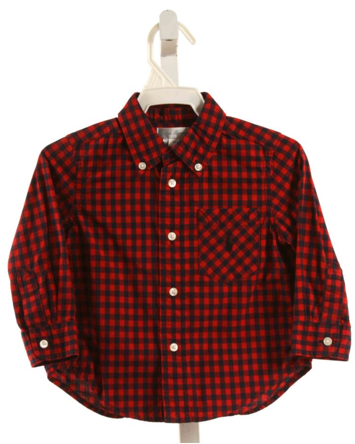 RALPH LAUREN  RED  GINGHAM  DRESS SHIRT