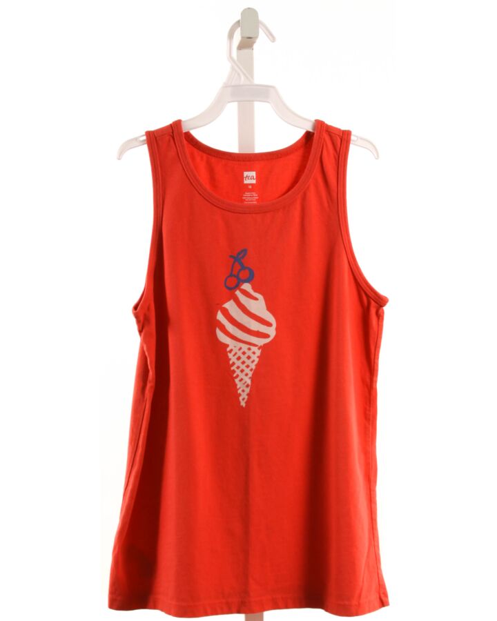 TEA  RED   PRINTED DESIGN KNIT TANK