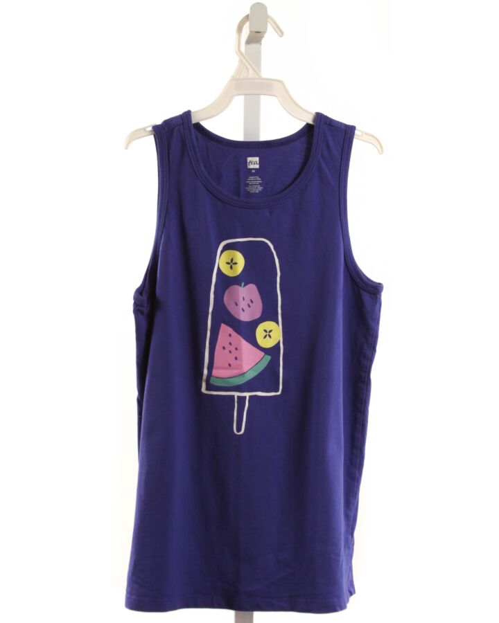 TEA  BLUE   PRINTED DESIGN KNIT TANK