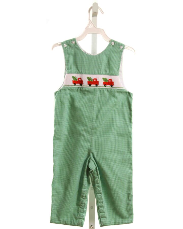 PETIT BEBE  GREEN  GINGHAM SMOCKED LONGALL