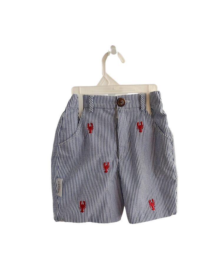 NANTUCKET KIDS  BLUE SEERSUCKER STRIPED EMBROIDERED SHORTS