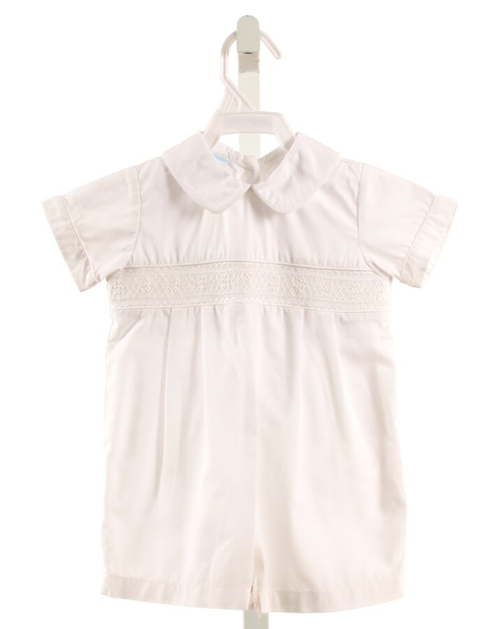 PETIT BEBE  WHITE   SMOCKED SHORTALL