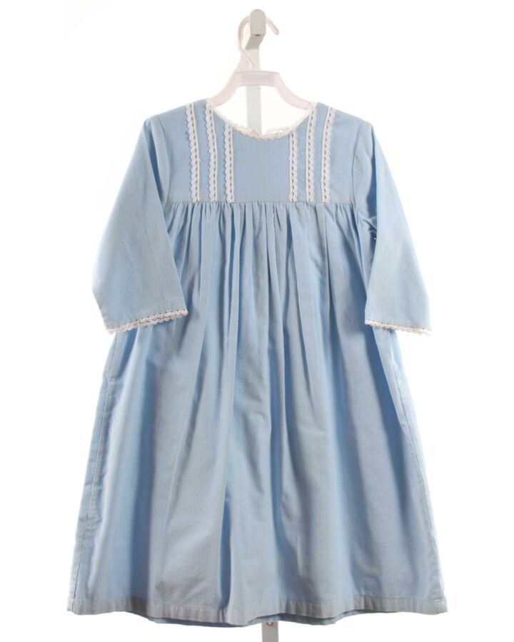 THE OAKS APPAREL   LT BLUE CORDUROY   DRESS WITH EYELET TRIM