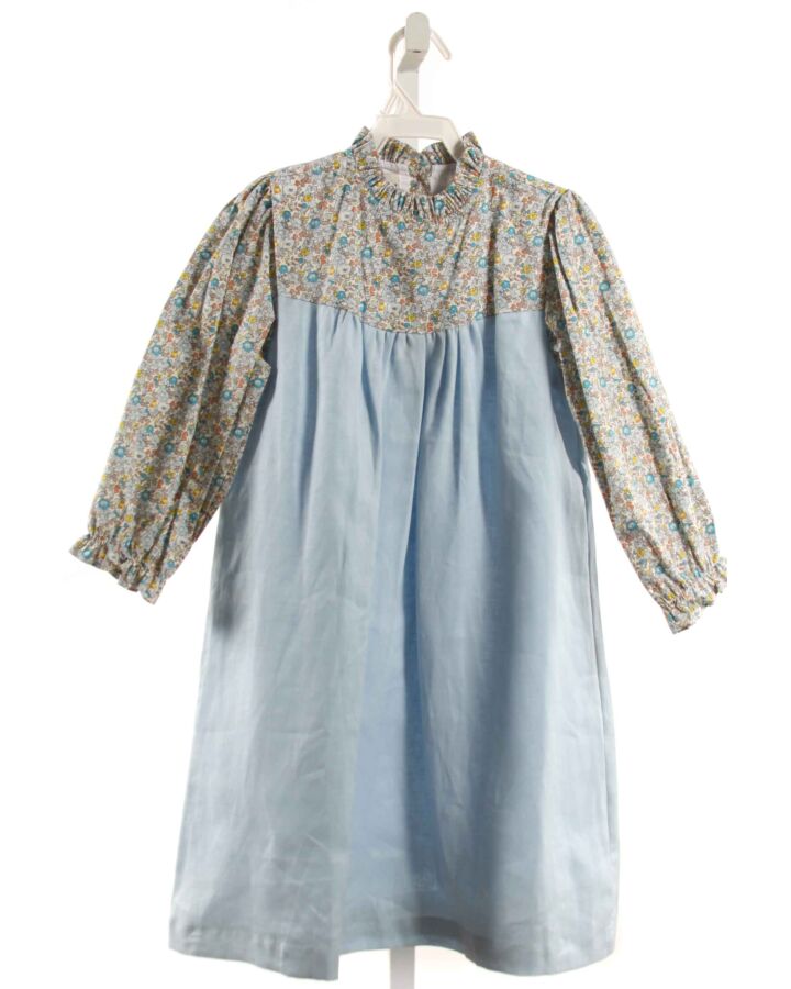 THE OAKS APPAREL   LT BLUE LINEN FLORAL  DRESS