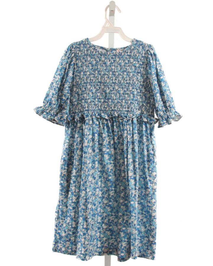 CREWCUTS  BLUE  FLORAL SMOCKED KNIT DRESS