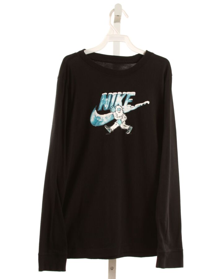 NIKE  BLACK   PRINTED DESIGN KNIT LS SHIRT