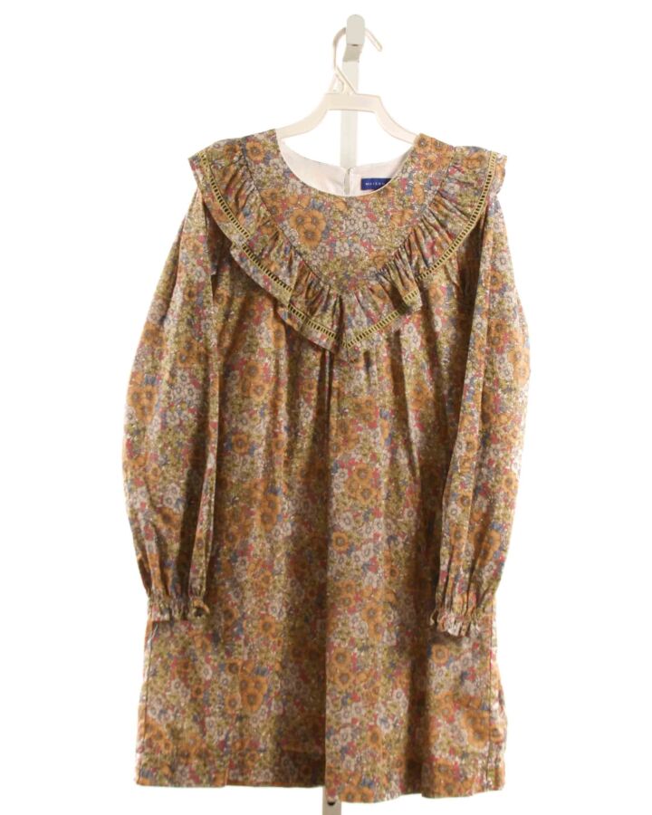 MAISON ME  BROWN  FLORAL  DRESS WITH RUFFLE