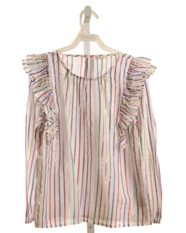 CREWCUTS  MULTI-COLOR SEERSUCKER STRIPED  DRESS SHIRT WITH RUFFLE