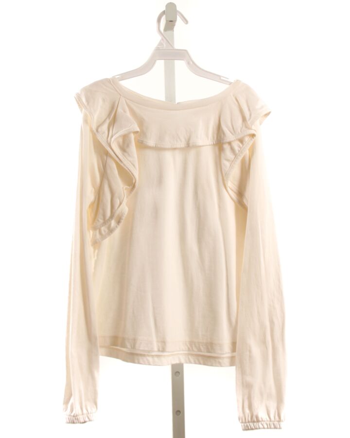 CREWCUTS  IVORY    KNIT LS SHIRT WITH RUFFLE