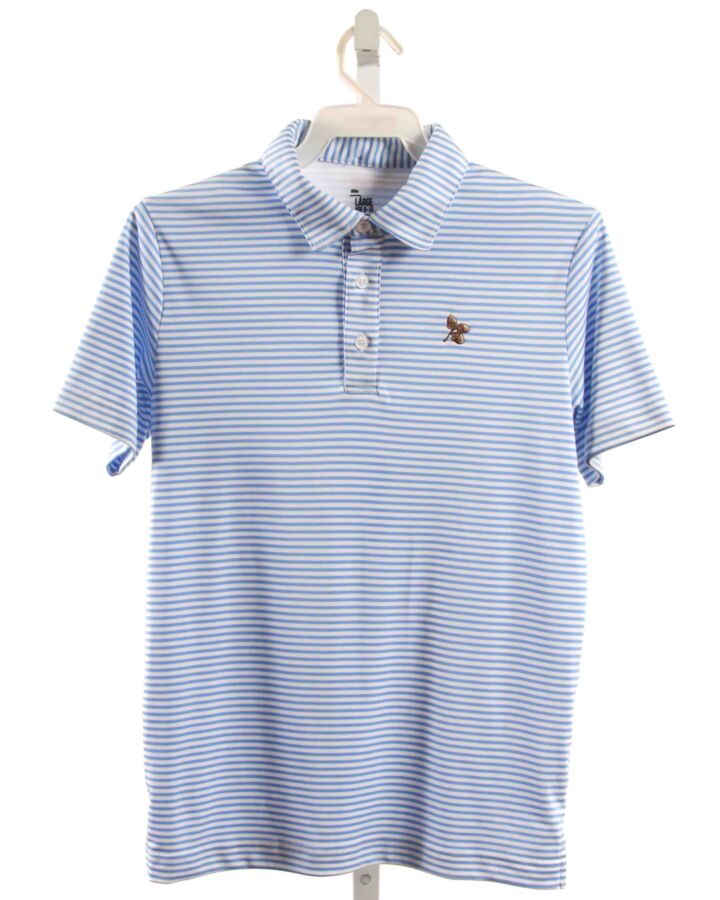 GARB  LT BLUE  STRIPED EMBROIDERED KNIT SS SHIRT