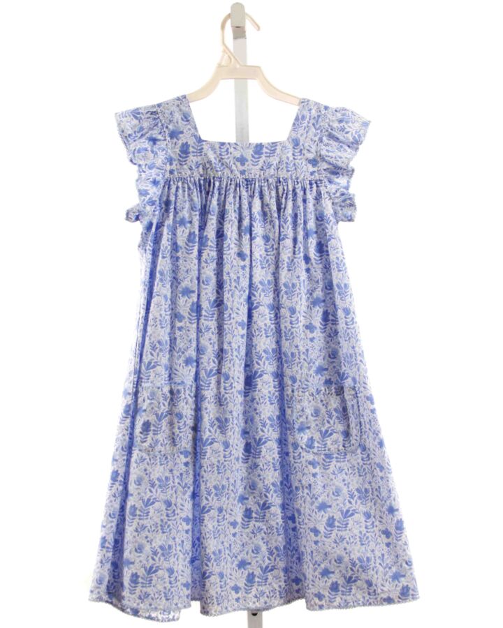 SHRIMP & GRITS  BLUE  FLORAL  DRESS WITH PICOT STITCHING