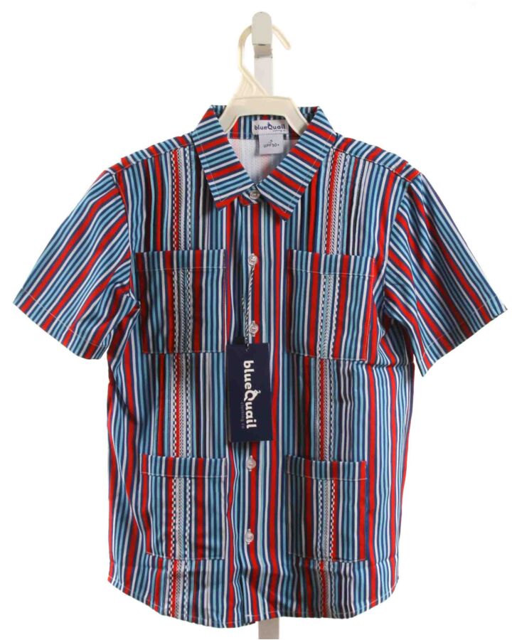 BLUE QUAIL  RED  STRIPED  DRESS SHIRT