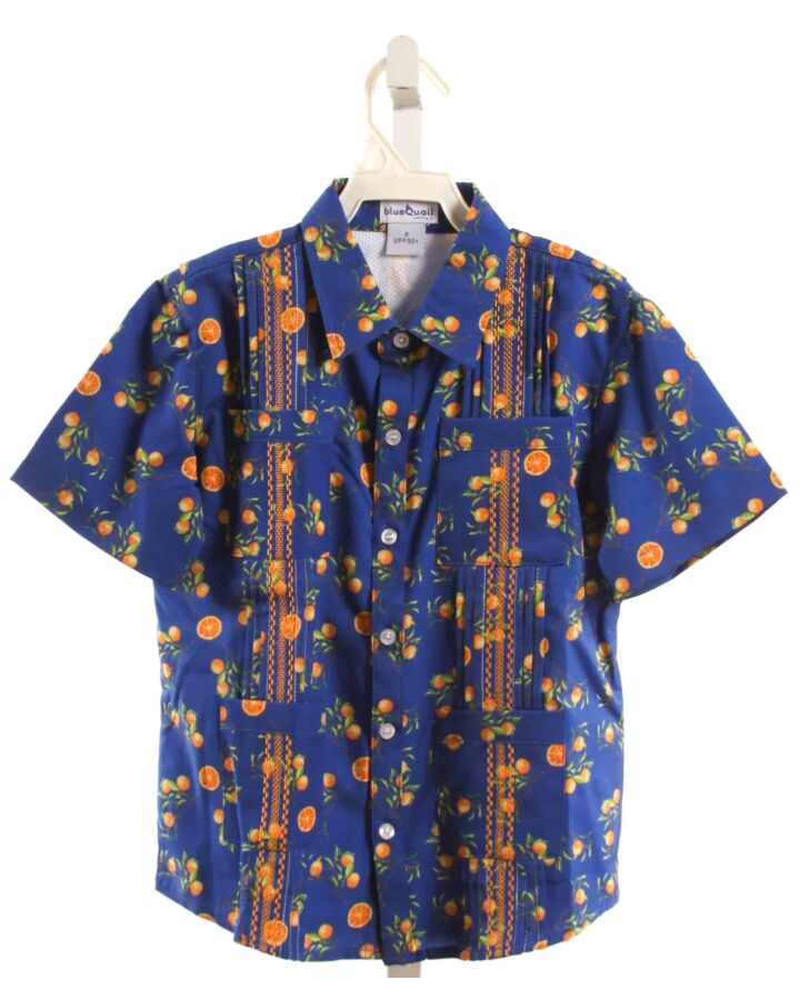 BLUE QUAIL  ORANGE  PRINT  DRESS SHIRT