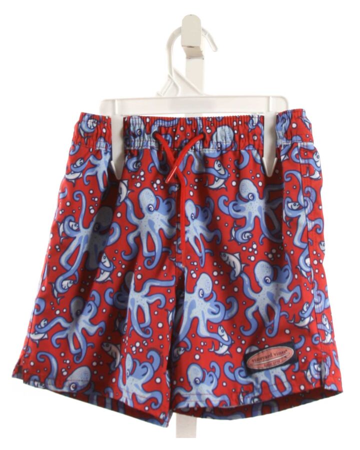 VINEYARD VINES  MAROON  PRINT  SWIM TRUNKS