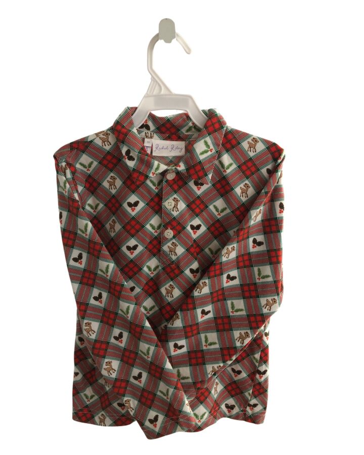 RACHEL RILEY  RED  PLAID PRINTED DESIGN KNIT LS SHIRT