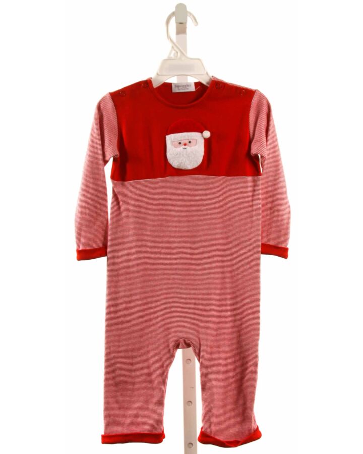 SQUIGGLES  RED  STRIPED APPLIQUED KNIT ROMPER