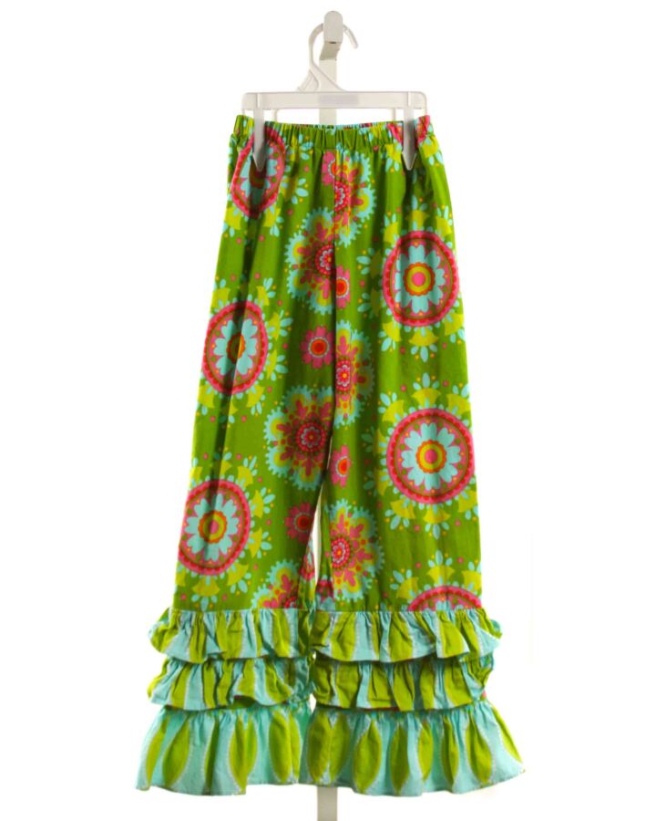 RED BEANS  LIME GREEN  FLORAL  PANTS WITH RUFFLE