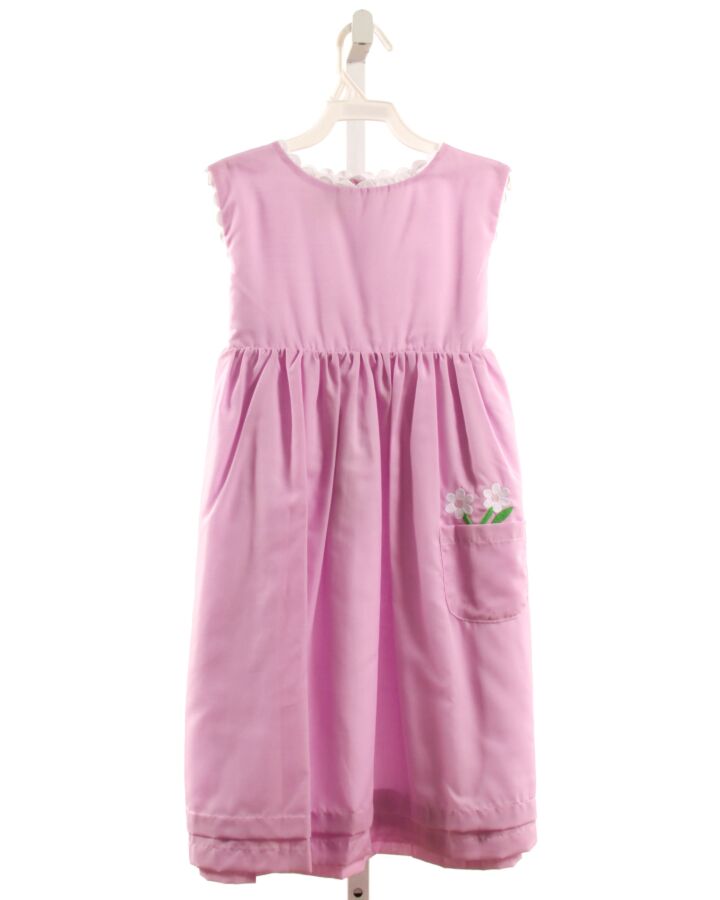 THE OAKS APPAREL   LAVENDER  FLORAL EMBROIDERED DRESS WITH RIC RAC