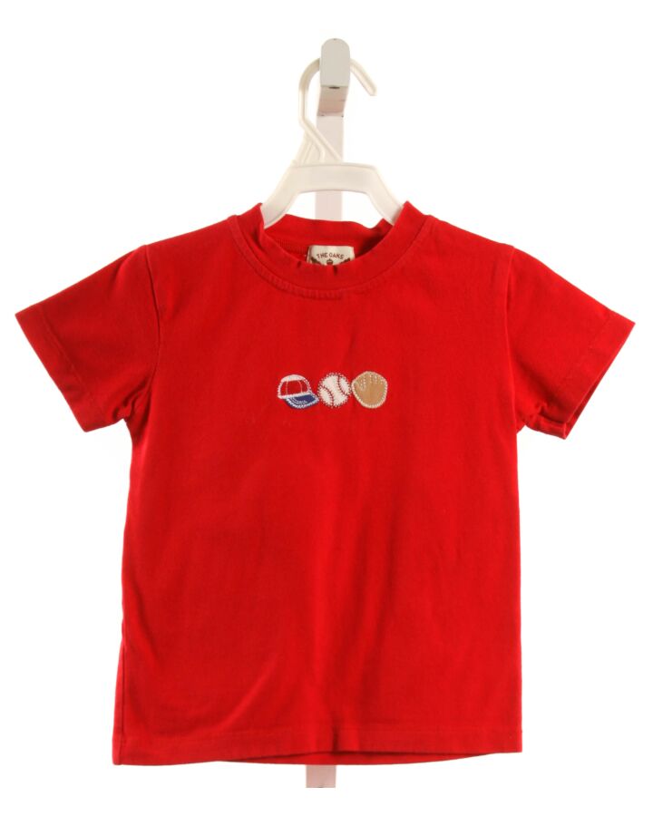 THE OAKS APPAREL   RED   APPLIQUED KNIT SS SHIRT
