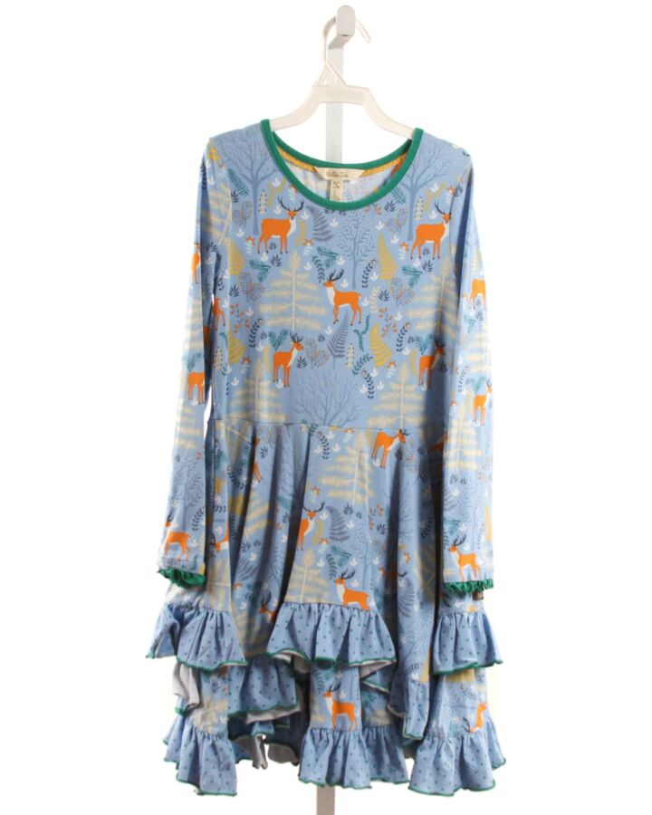 MATILDA JANE  BLUE KNIT POLKA DOT PRINTED DESIGN DRESS WITH RUFFLE