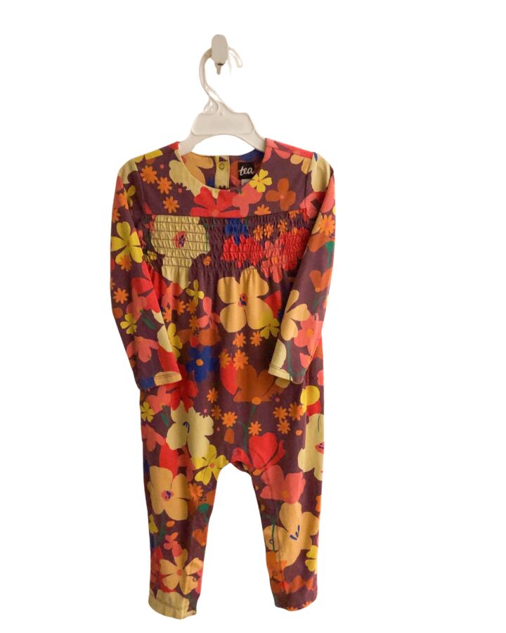 TEA  PURPLE  FLORAL SMOCKED ROMPER