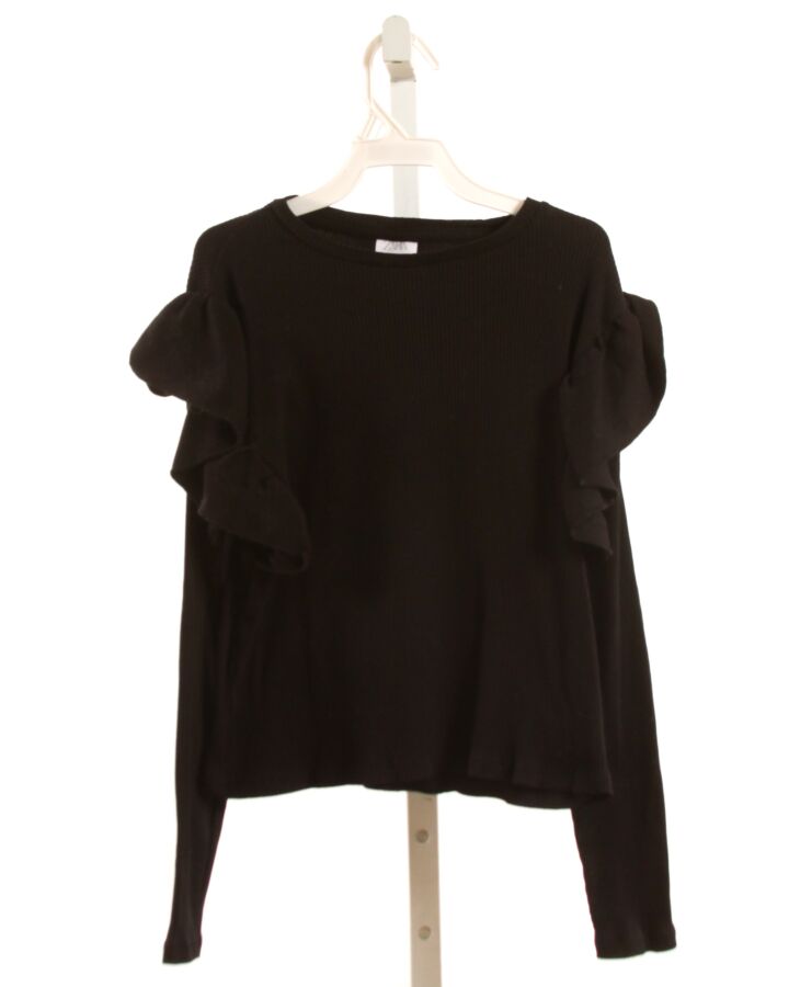 ZARA  BLACK    KNIT LS SHIRT WITH RUFFLE