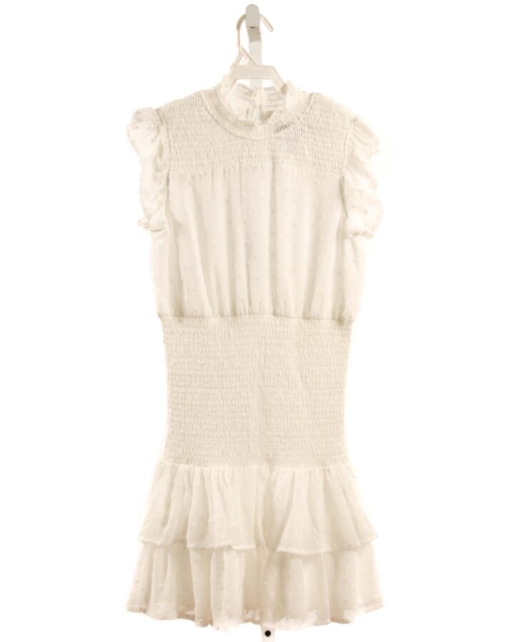 AQUA GIRLS  WHITE  SWISS DOT SMOCKED PARTY DRESS