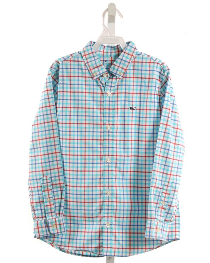 VINEYARD VINES  AQUA  PLAID  DRESS SHIRT