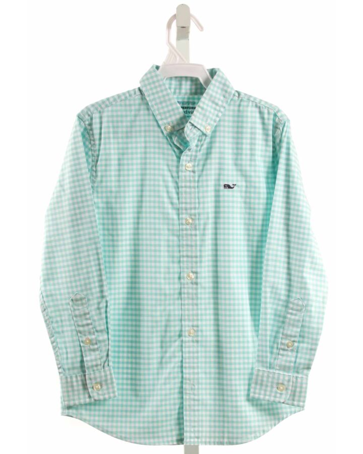 VINEYARD VINES  AQUA  GINGHAM  DRESS SHIRT