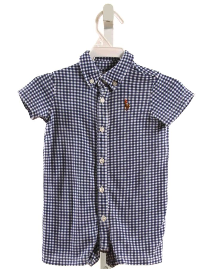 RALPH LAUREN  NAVY  GINGHAM  KNIT SHORTALL