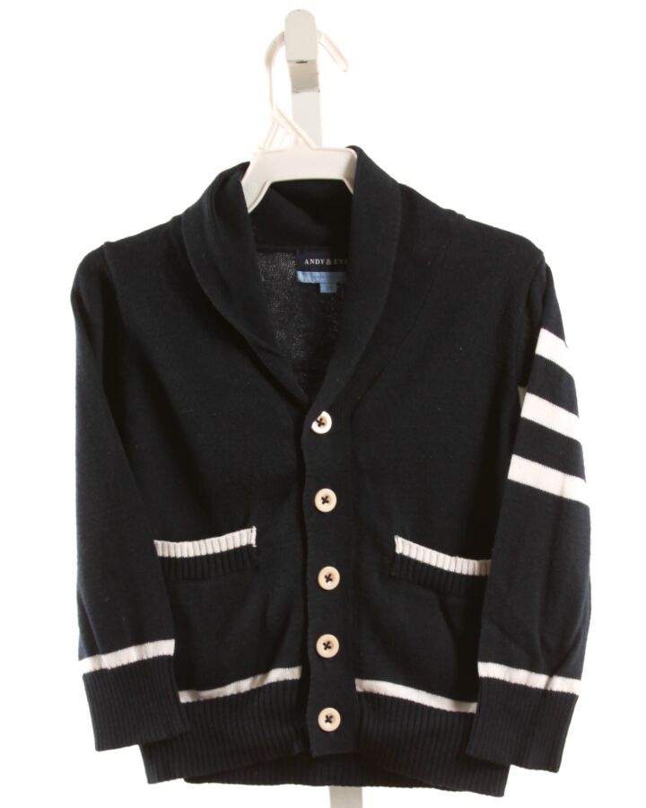ANDY & EVAN  BLUE  STRIPED  CARDIGAN