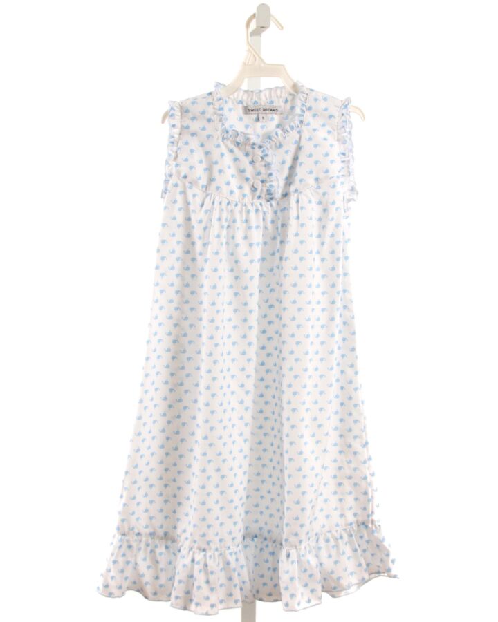 SWEET DREAMS  BLUE KNIT  PRINTED DESIGN LOUNGEWEAR WITH RUFFLE