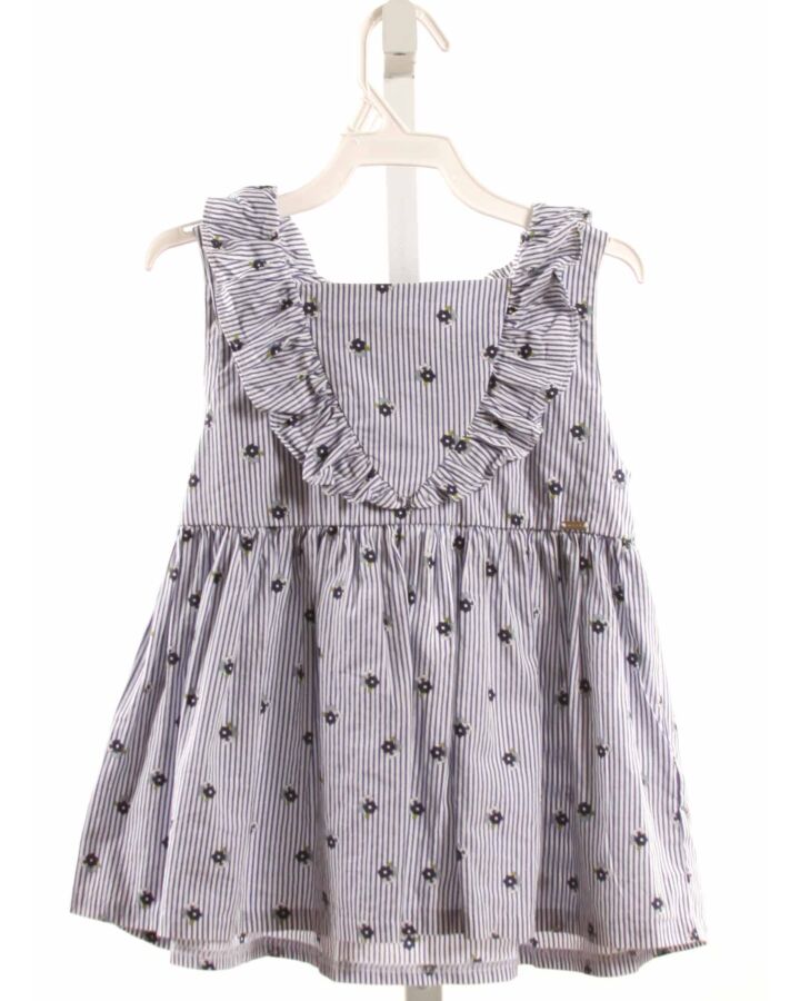 MAYORAL  BLUE  FLORAL  SLEEVELESS SHIRT WITH RUFFLE