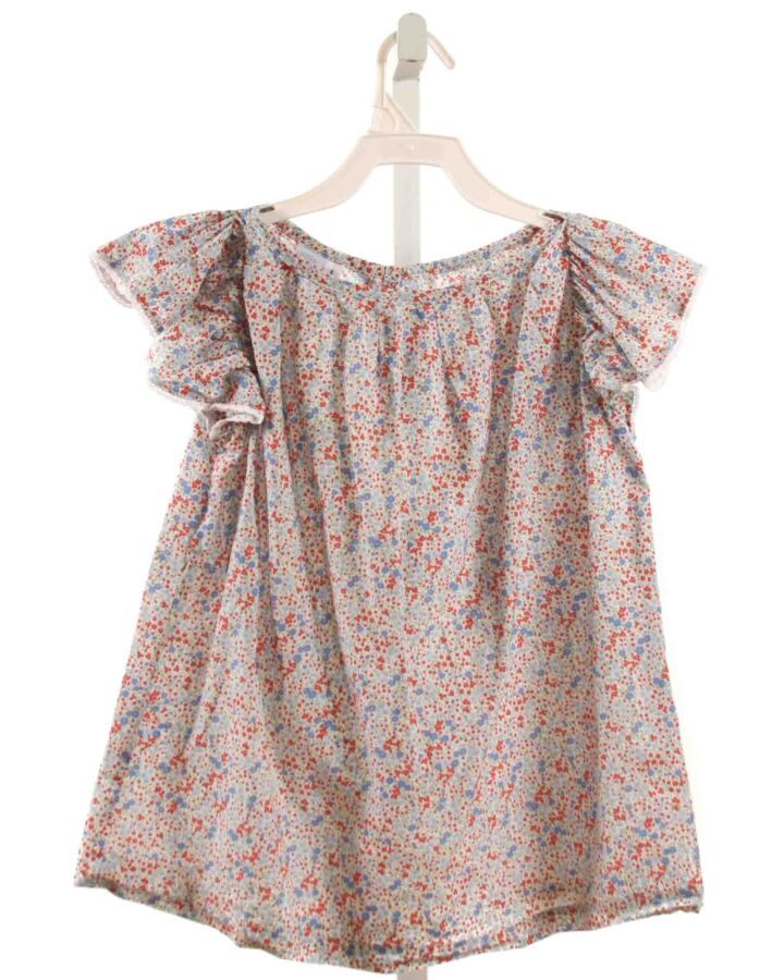 MARY & GRACE  RED  FLORAL  SHIRT-SS WITH EYELET TRIM