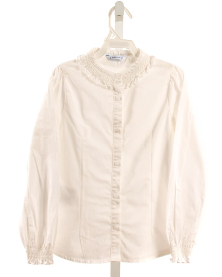 MAYORAL  WHITE   SMOCKED DRESS SHIRT WITH RUFFLE