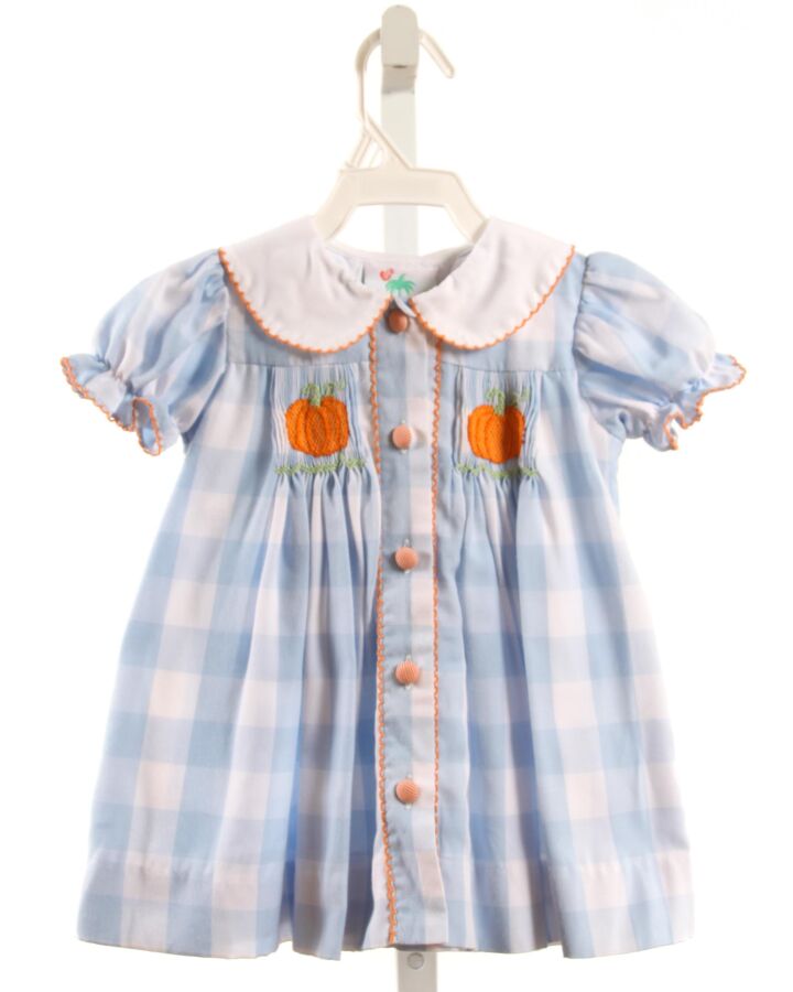 SHRIMP & GRITS  LT BLUE   SMOCKED DRESS WITH PICOT STITCHING