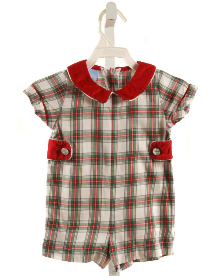 BELLA BLISS  RED  PLAID  SHORTALL