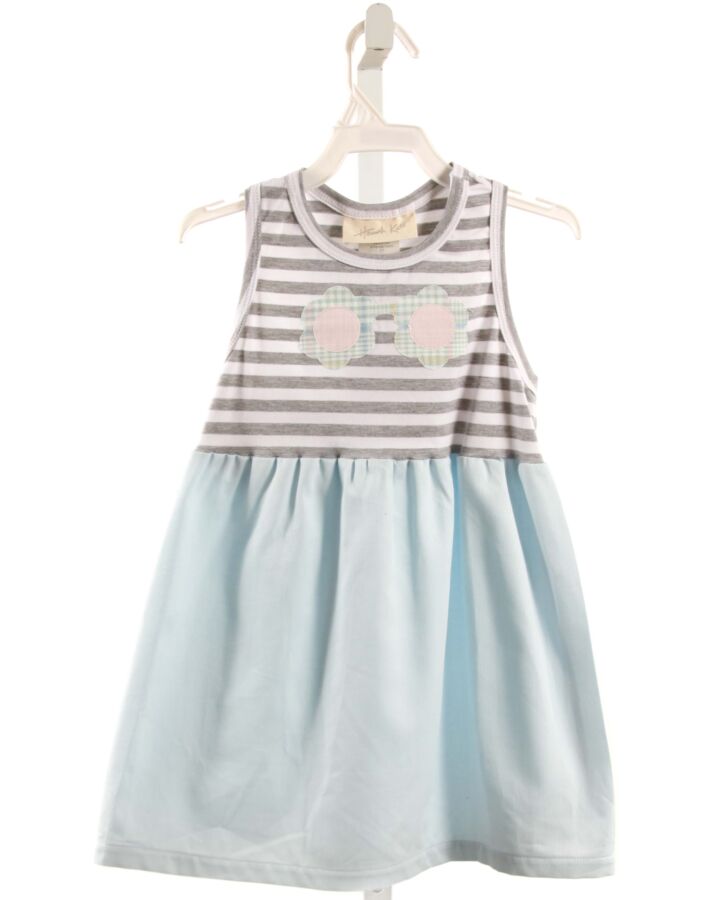 HANNAH KATE  LT BLUE  STRIPED APPLIQUED DRESS