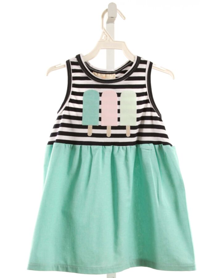 HANNAH KATE  MINT  STRIPED APPLIQUED DRESS