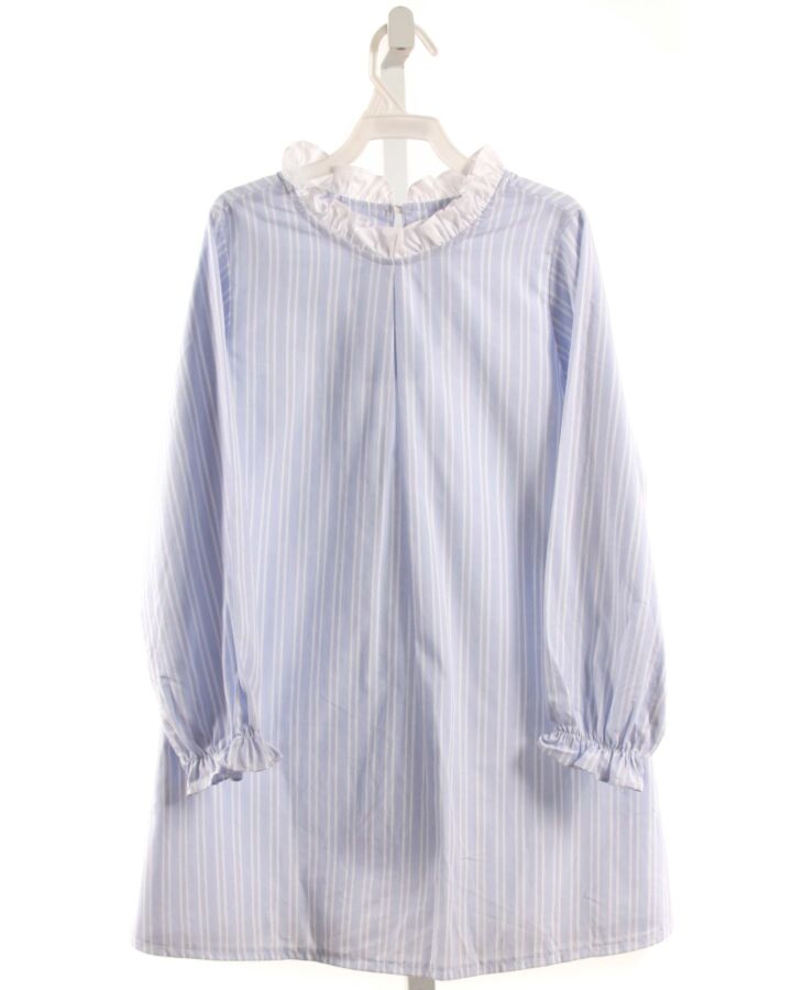 HANNAH KATE  LT BLUE  STRIPED  DRESS WITH RUFFLE
