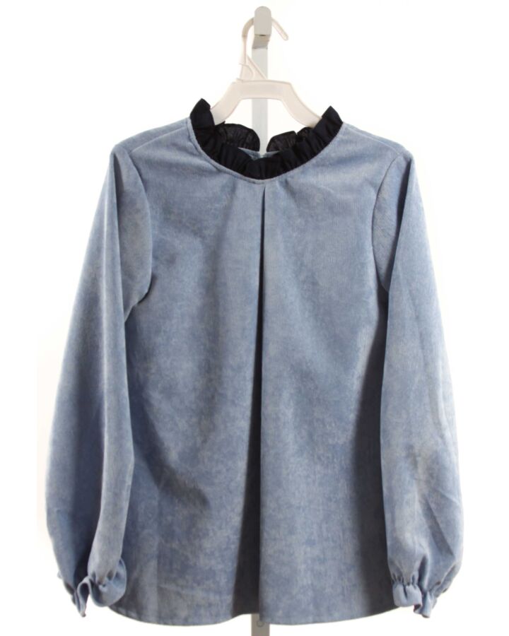HANNAH KATE  BLUE CORDUROY   SHIRT-LS WITH RUFFLE